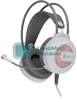 Гарнитура Oklick HS-L300G белый, проводная, 3.5 мм, подсветка