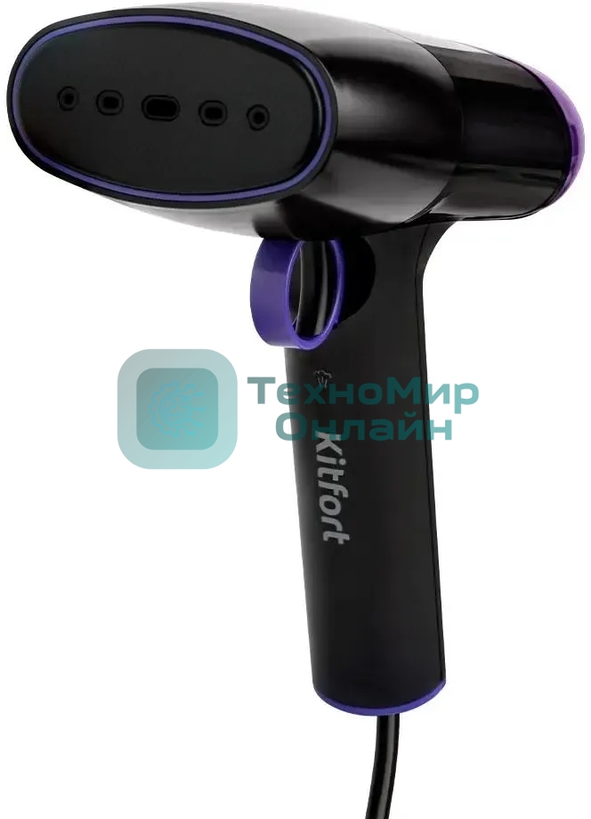 Отпариватель Kitfort КТ-9114 черный/фиолетовый, 1500 Вт, 20 г/мин, 110 мл