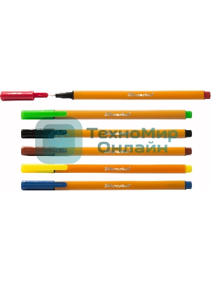 Набор ручек капиллярных Silwerhof, ассорти чернила, индивидуальный пакет с европодвесом (6шт) игловидный пишущий наконечник, линия 0.4мм, треугольная