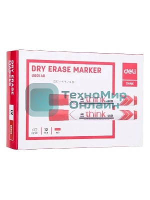 Маркер для досок Deli EU00140 Think, круглый пишущий наконечник, 2мм, красный