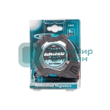Рулетка Gross Magnetisch, 8 м х 25 мм, обрезин. корпус, автоматич. фиксация, нейлон. покр., магн. зацеп