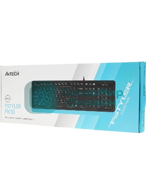 Клавиатура проводная A4Tech Fstyler FK10, USB, черный/синий