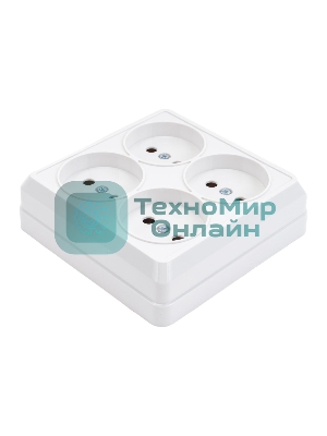 Розетка 4-м ОП Октава 10А IP20 без заземл. белый IEK ERO40-K01-10-DC