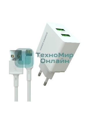 Сетевое зарядное устройство MORE CHOICE (4610196409028) NC11i СЗУ 2USB 2.4A для Lightning 8-pin белый