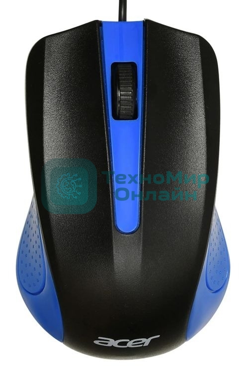 Мышь проводная Acer OMW011 черный/синий, 1200 dpi, USB, кнопки - 3