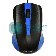 Мышь проводная Acer OMW011 черный/синий, 1200 dpi, USB, кнопки - 3
