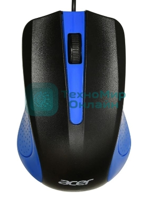 Мышь проводная Acer OMW011 черный/синий, 1200 dpi, USB, кнопки - 3