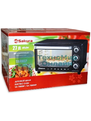 Мини-печь Sakura SA-7000BP 27л, духовка 1500Вт, механ.управление, чёрный