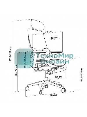 Кресло Cactus CS-CHR-MC01-GYBK серый, сетка, подголовник