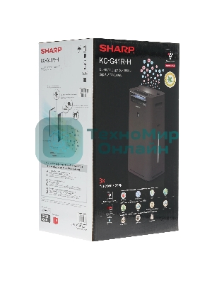 Климатический комплекс Sharp KC-G41RH черный, 28 м², 2.5 л, HEPA-фильтр, ионизация Plasmacluster, гигростат