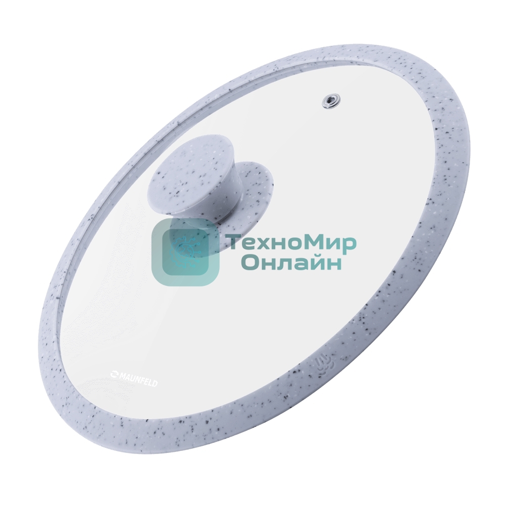Крышка стеклянная Maunfeld TRINITY MGL28SMLG с силиконовым ободком и ручкой, 28 см