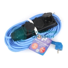Удлинитель морозостойкий Gembird PC-3GF-R-10(IP) черный/синий, 10 м, 3 розетки, 3500 Вт
