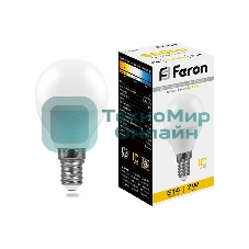 Лампа светодиодная Feron LB-95 7W 230V E14 2700K G45