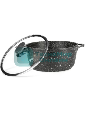 Кастрюля Lara LR02-207 Rio 30 см, 7.3 л, мрамор, капсулированное индукционное дно, крышка