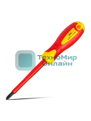 Диэлектрическая крестовая отвертка Deli DL516100 PH2х100 мм сталь Cr-V, сертификат VDE для работ под напряжением до 1000 В