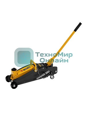 Домкрат гидравлический подкатной с фиксатором Denzel 2,8 т, 135-385 мм, в кейсе