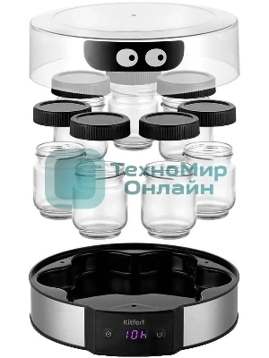 Йогуртница Kitfort КТ-6295 20Вт 7б. 190мл упр.:электрон. серебристый/черный