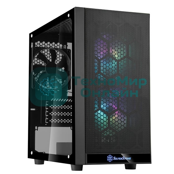 Компьютерный корпус Silverstone SST-PS15B-PRO Precision Mini Tower Micro ATX Computer Case, tempered glass, 2x 120мм ARGb, 1x ARGb Controller, black