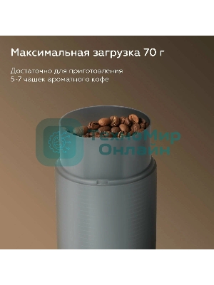 Кофемолка электрическая ротационная BQ CG1005 серый, 150 Вт, 70 г