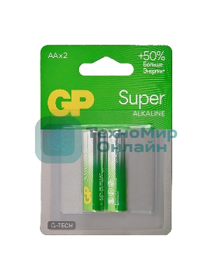 Алкалиновые батарейки GP Super Alkaline G-Tech 15А АA - 2 шт. на блистере