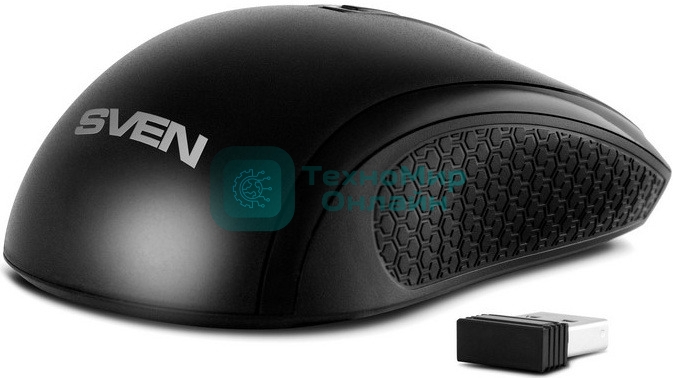 Мышь беспроводная SVEN RX-220W черный, 1600 dpi, радиоканал, USB, кнопки - 4