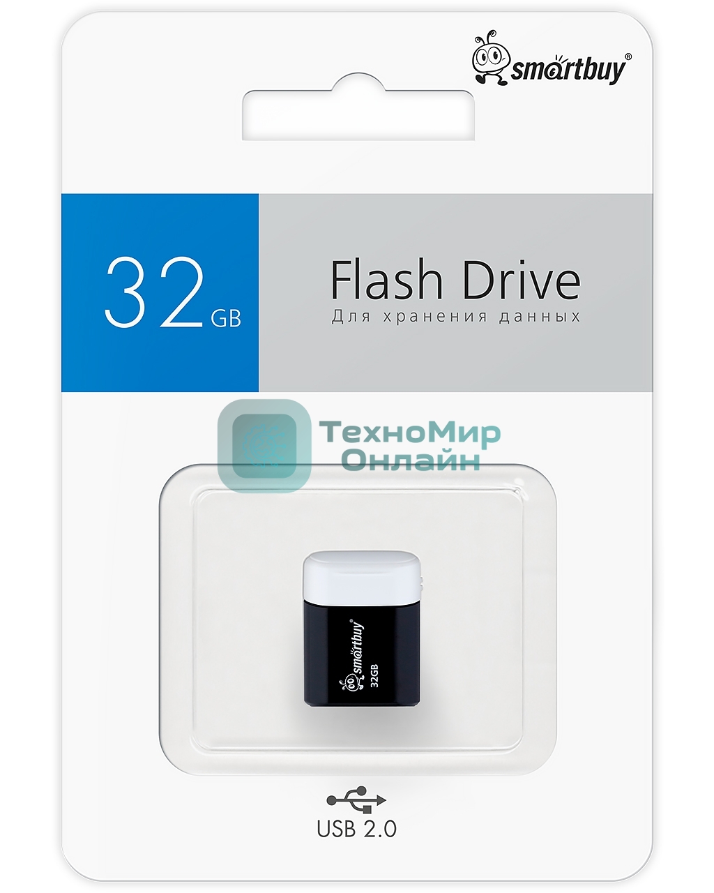 Флешка USB Smartbuy LARA Black (SB32GbLARA-K), 32Gb, USB 2.0, R/W 15/5, черный/белый