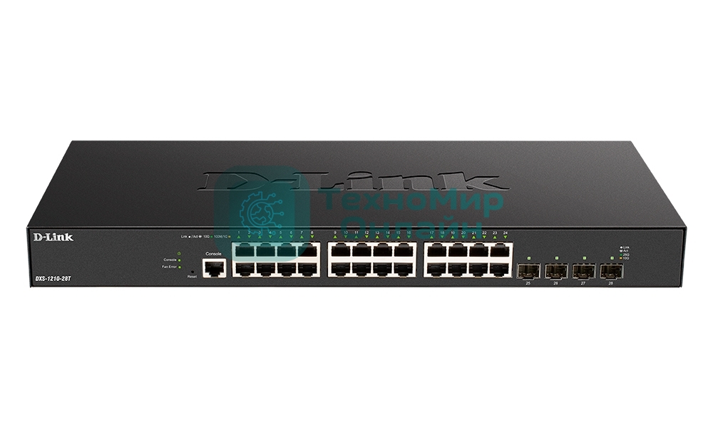 Коммутатор D-Link DXS-1210-28T/A1A, 24×10 Гбит/с + 4×25 Гбит/с SFP28, управляемый