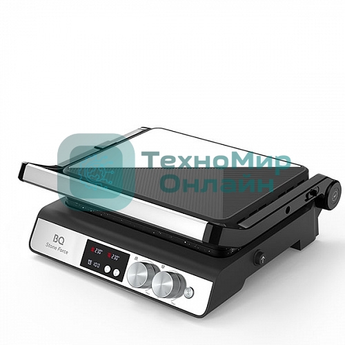 Гриль электрический BQ GR3002 черный/стальной. Мощность:2000 Вт/STONE Non-Stick Мраморное антипригарное покрытие/Съемные панели легкая очистка/3 в 1 гриль, барбекю, духовка/ГРИЛЬ жарьте стейки и бифштексы ребрышки и крылышки/БАРБЕКЮ обжаривайте ломтики мяса, птицы и овощей на открытых панелях/ДУХОВКА запекайте мясо и овощи, готовьте торты и бисквиты, используя форму из фольги или противень/Электронное управление/