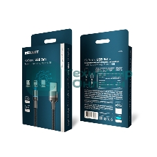 Кабель USB Rexant 3в1 со съемными магнитными портами, Type-С (2A), Lightning (2,4A), Micro USB (2A), 1,2м, в черной оплетке, с LED подсветкой