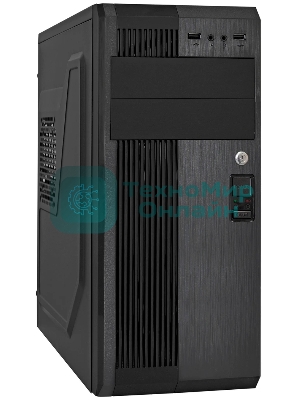 Компьютерный корпус Miditower ExeGate UN-605B-UNS350 (ATX, БП UNS350 с вент. 12см, 2хUSB, аудио, блокировка, черный)
