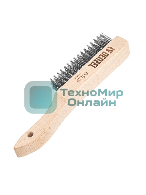 Щетка зачистная Denzel 5-и рядная, прямая проволока из нержавеющей стали с деревянной ручкой, EFP