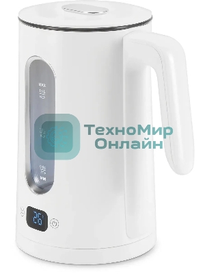 Чайник электрический Hyundai HYK-G5510 1.5 л, 2200 Вт, белый/прозрачный корпус: стекло