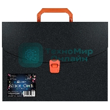 Папка-портфель Бюрократ Black Opal BLPP01OR 1 отделение, A4, пластик, 0.7мм, черный/оранжевый
