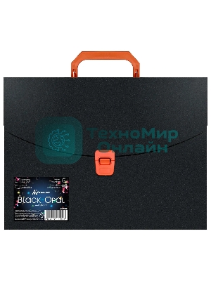 Папка-портфель Бюрократ Black Opal BLPP01OR 1 отделение, A4, пластик, 0.7мм, черный/оранжевый