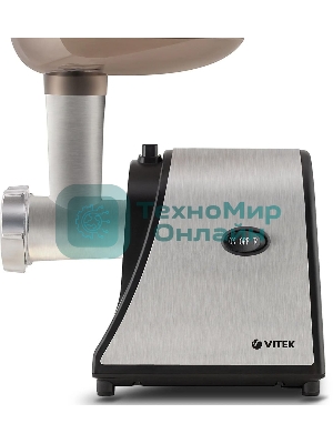 Мясорубка электрическая Vitek VT-3636 серебристый, 1700 Вт, 1.7 кг/мин, реверс, насадки - 4