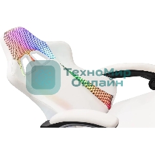 Кресло игровое Knight Wolf RGb белый эко.кожа/сетка, крестов. пластик