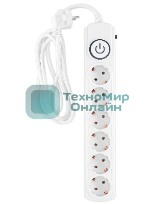 Сетевой фильтр Ippon BK-6-EU-1.8-10-W 1.8 м, 6 розеток, белый, коробка
