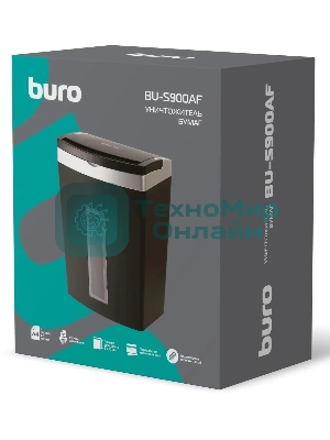 Шредер Buro Office BU-S900AF черный с автоподачей (секр.P-5) фрагменты 60лист. 21лтр. скрепки скобы пл.карты