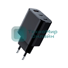Сетевое зарядное устройство Qumo Energy GaN PD 30W (Charger 0073), три порта: 2х Type-C PD + USB-A QC3.0,черный
