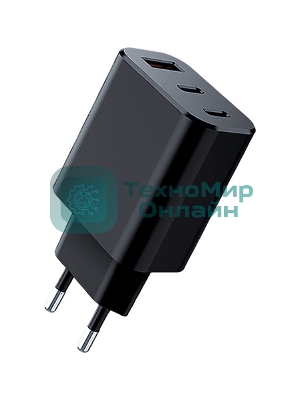 Сетевое зарядное устройство Qumo Energy GaN PD 30W (Charger 0073), три порта: 2х Type-C PD + USB-A QC3.0,черный