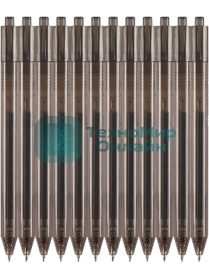 Набор ручек гелевых автоматическая Silwerhof NG Standart, d=0.5мм, черные чернила, коробка картонная (12шт)