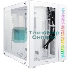 Компьютерный корпус Ginzzu V560 RGb подсветка, закаленное стекло 1хUSB 3.0,1хUSB 2.0, AU белый ATX