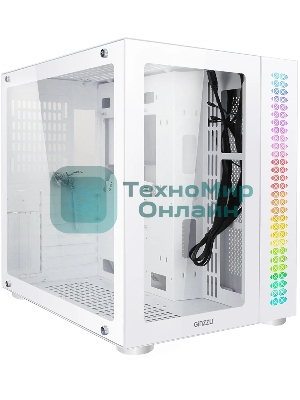 Компьютерный корпус Ginzzu V560 RGb подсветка, закаленное стекло 1хUSB 3.0,1хUSB 2.0, AU белый ATX