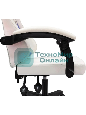 Кресло игровое Knight Wolf RGb белый эко.кожа/сетка, крестов. пластик