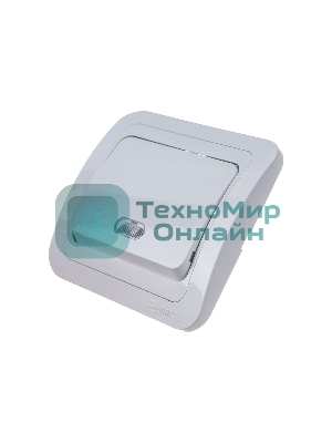 Выключатель 1-кл. Makel СП Mimoza 10А IP20 с подсветкой белый/белый