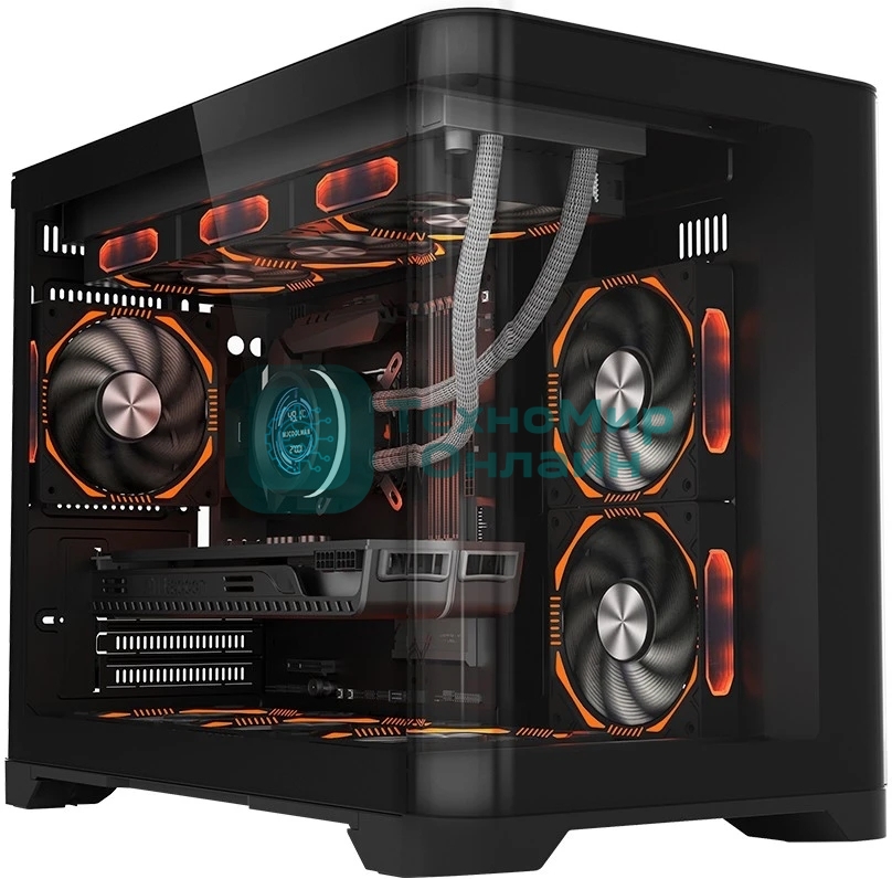 Компьютерный корпус 1STPLAYER UVIEW UV6 черный mATX UV6-BK