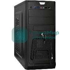 Компьютерный корпус Miditower ExeGate CP-603UB-UNS400 (ATX, БП UNS400 с вент. 12см, 2хUSB, аудио, черный)