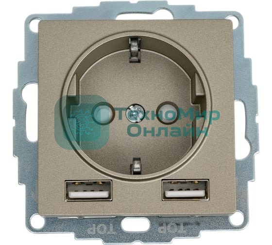 Розетка SE AtlasDesign Шампань SO + USB A+A, 5В/2,4А, 2х5В/1,2А, механизм