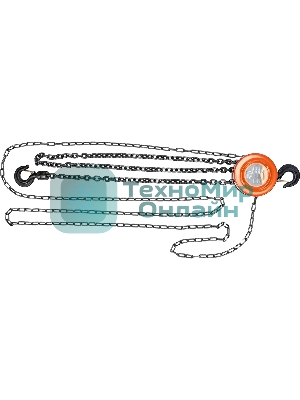 Таль цепная Sparta 1 т, h подъема 2,5 м, расстояние между крюками 300 мм
