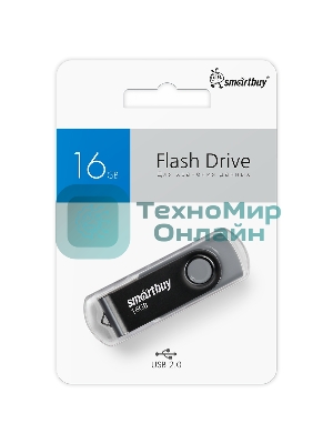 Флешка USB Smartbuy Twist Black (SB016Gb2TWK), 16Gb, USB 2.0, R/W 15/5, черный